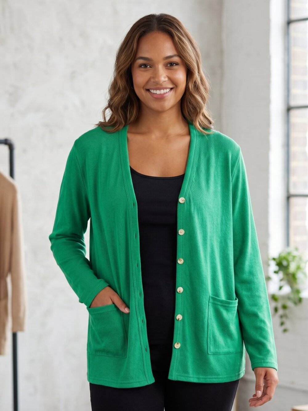 NWT | Naggoo | Kelly Green V-Neck Button-Up Long Sleeve Cardigan with Pockets |
